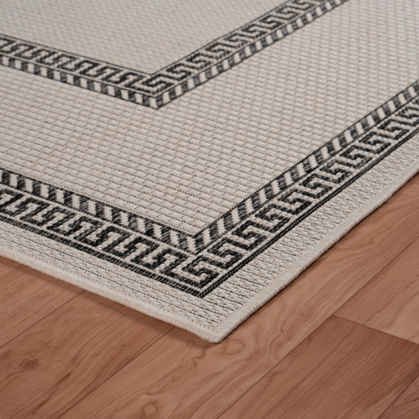 3’ x 5’ Gray Double Border Indoor Outdoor Area Rug