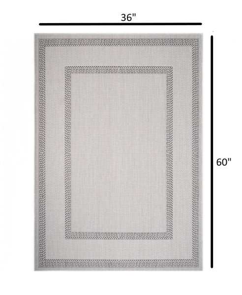 3’ x 5’ Gray Double Border Indoor Outdoor Area Rug