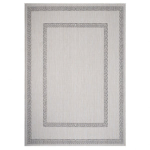 3’ x 5’ Gray Double Border Indoor Outdoor Area Rug