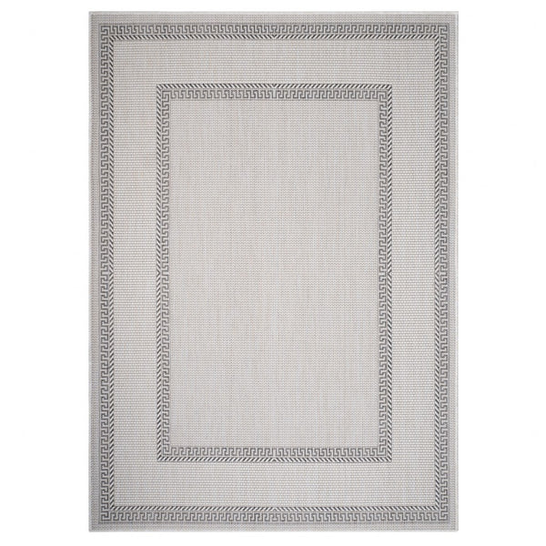 3’ x 5’ Gray Double Border Indoor Outdoor Area Rug