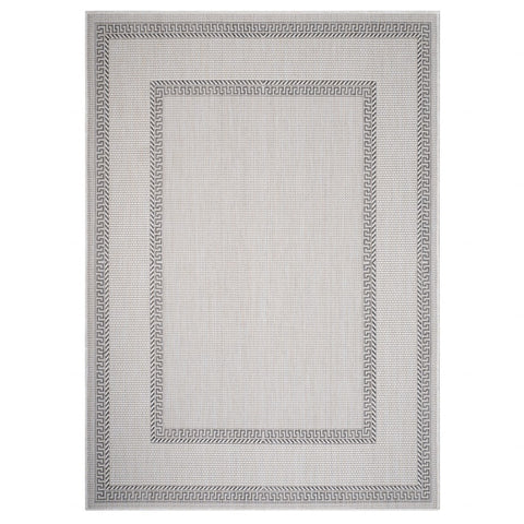 3’ x 5’ Gray Double Border Indoor Outdoor Area Rug