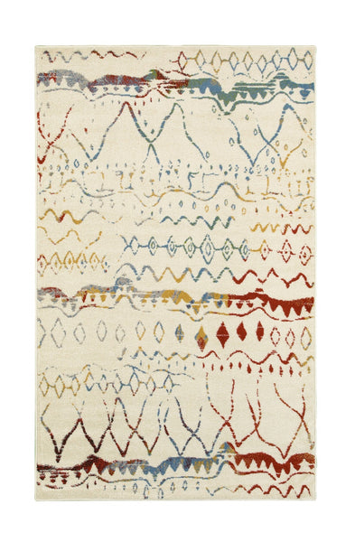 5’ x 7’ Cream Abstract Berber Pattern Area Rug