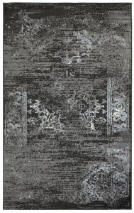 5’ x 7’ Black Distressed Abstract Area Rug