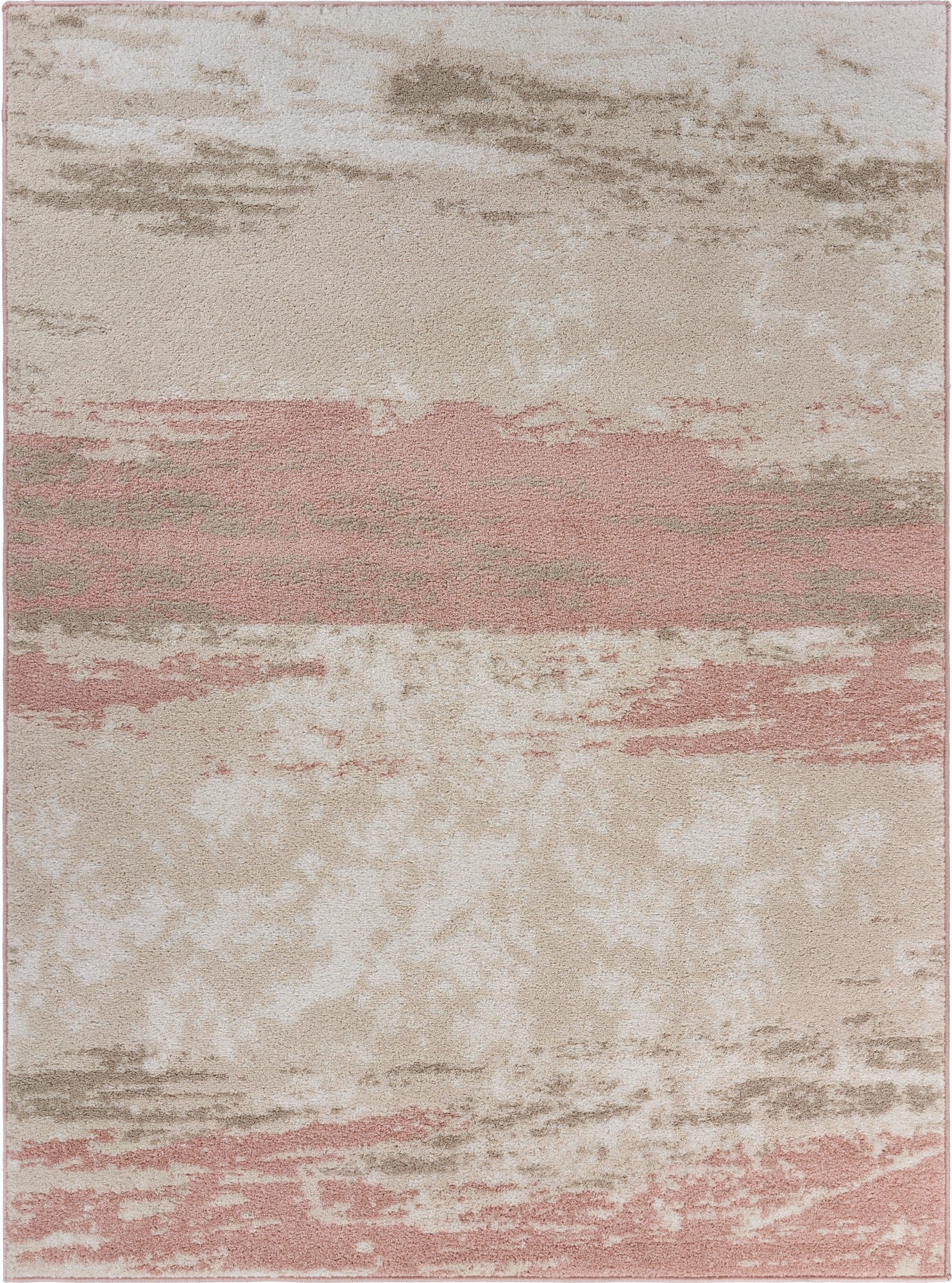 5’ x 7’ Blush and Beige Abstract Strokes Area Rug