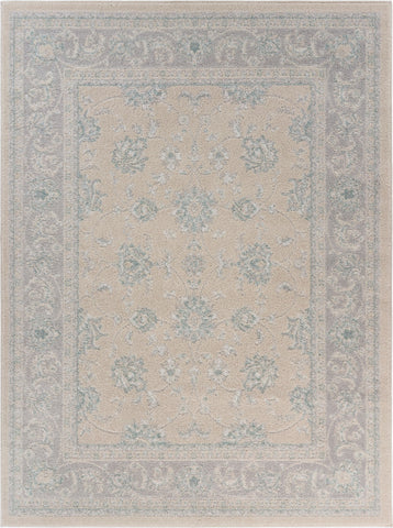 5’ x 7’ Blue and Beige Ornate Bordered Area Rug