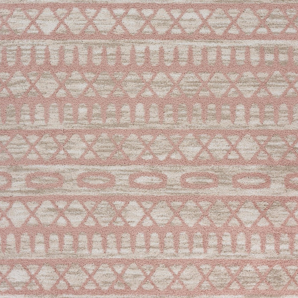 5’ x 7’ Blush and Beige Geometric Striped Area Rug