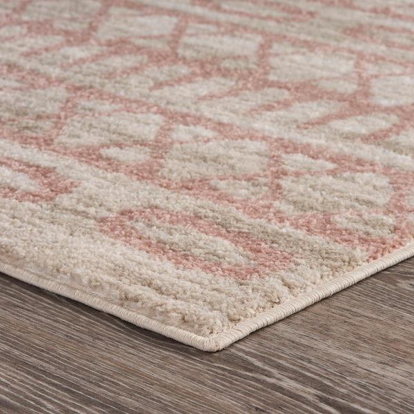 5’ x 7’ Blush and Beige Geometric Striped Area Rug