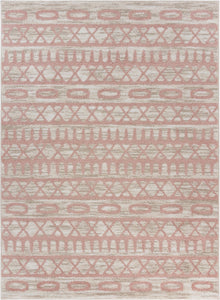 5’ x 7’ Blush and Beige Geometric Striped Area Rug