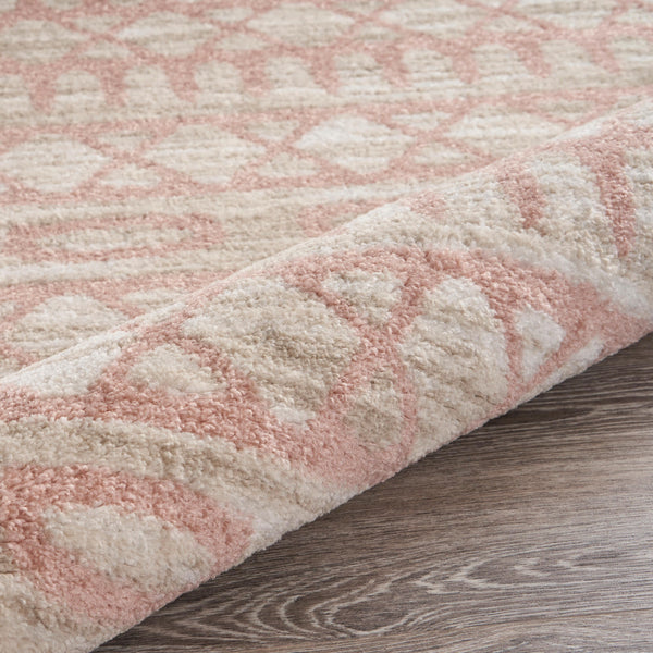 5’ x 7’ Blush and Beige Geometric Striped Area Rug