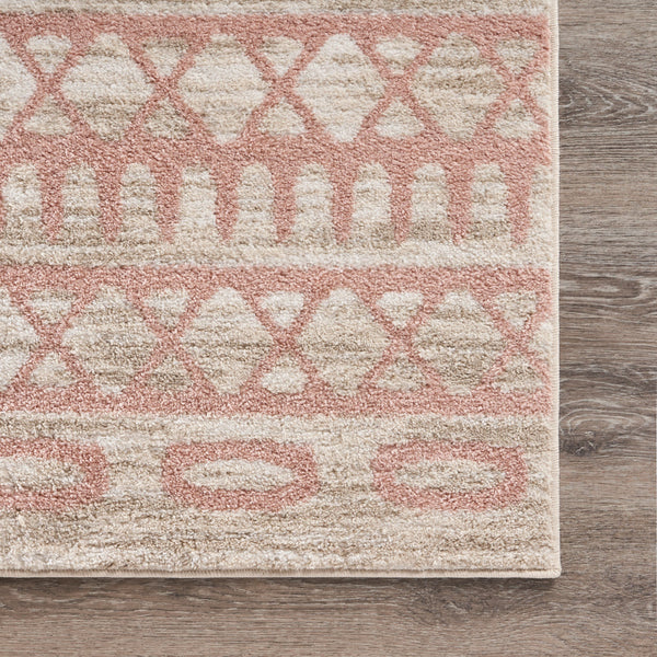 5’ x 7’ Blush and Beige Geometric Striped Area Rug