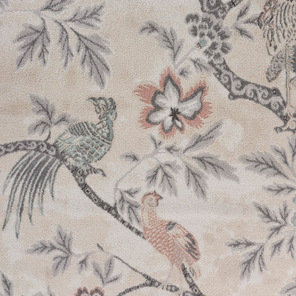 5’ x 7’ Soft Beige Birds and Trees Area Rug