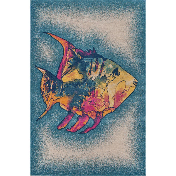 2’ x 3’ Blue Coral Fish Indoor Outdoor Scatter Rug