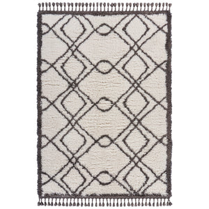 5’ x 7’ Cream and Gray Geometric Fringe Area Rug