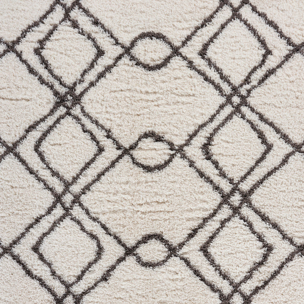 5’ x 7’ Cream and Gray Geometric Fringe Area Rug