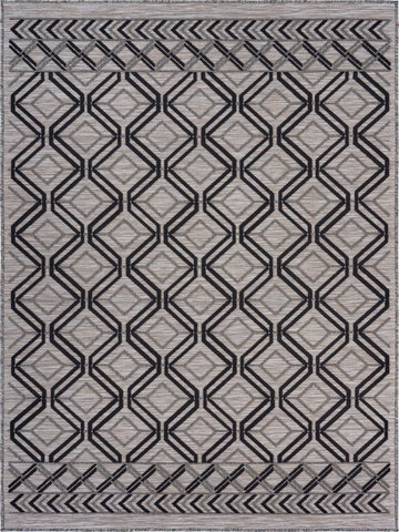 5’ x 7’ Black Geometric Indoor Outdoor Area Rug