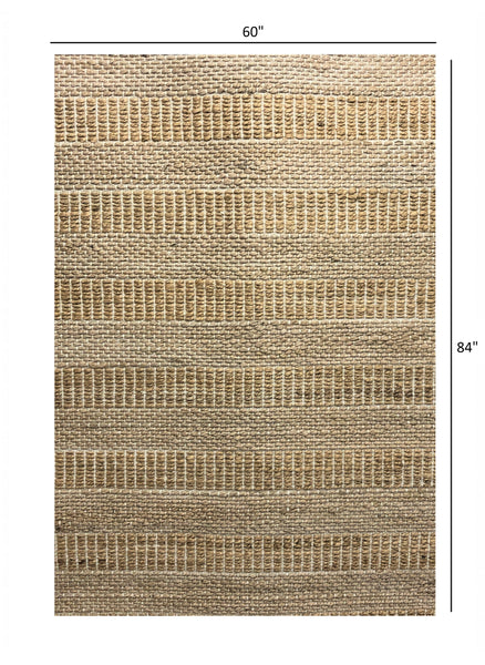 5’ x 7’ Tan Geometric Striped Area Rug