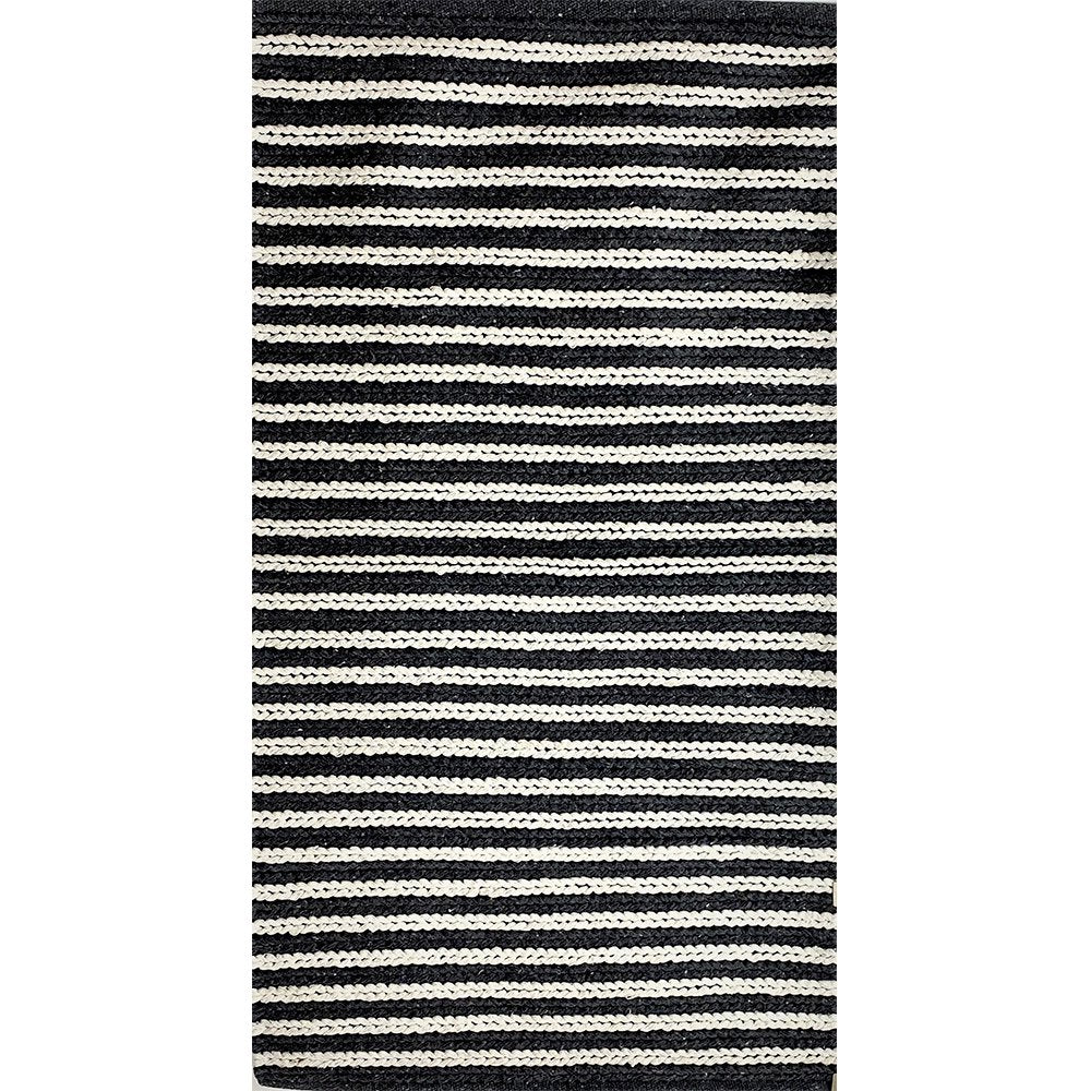 5’ x 7’ Black and White Classic Striped Area Rug