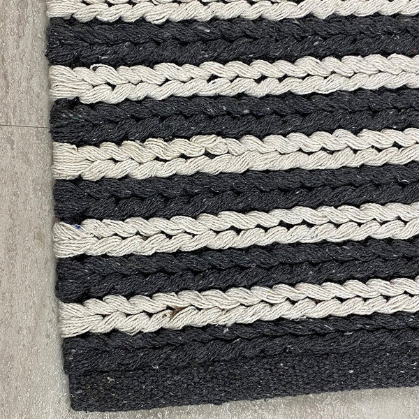 5’ x 7’ Black and White Classic Striped Area Rug