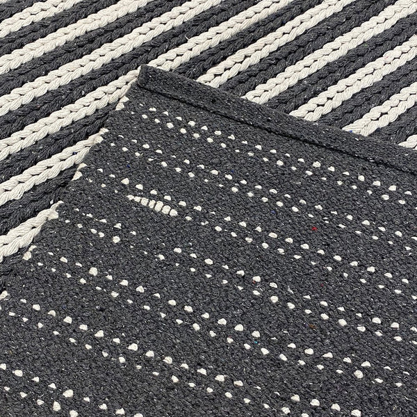 5’ x 7’ Black and White Classic Striped Area Rug