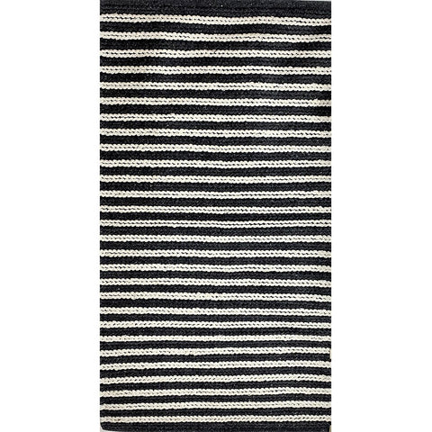 5’ x 7’ Black and White Classic Striped Area Rug