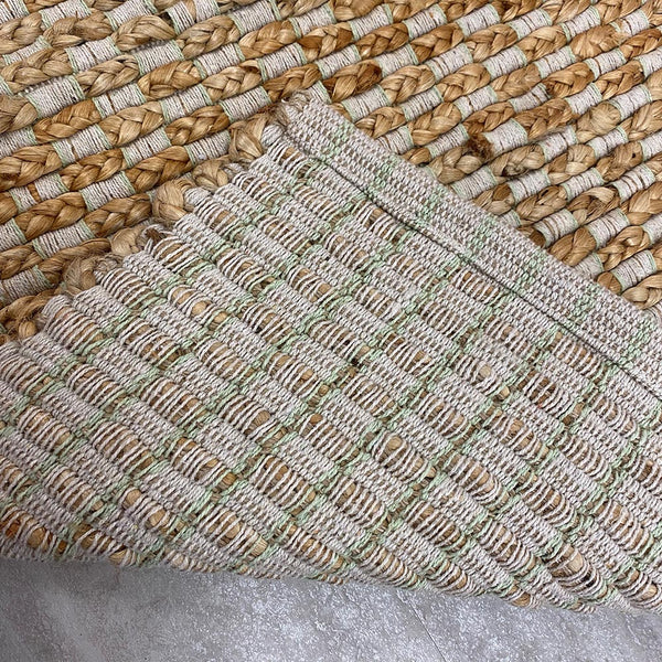 2’ x 3’ Tan and Sage Checkered Scatter Rug