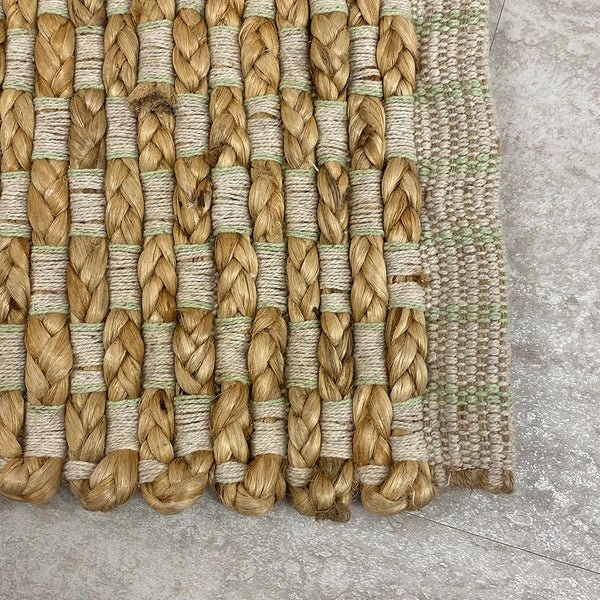 2’ x 5’ Tan and Sage Checkered Area Rug