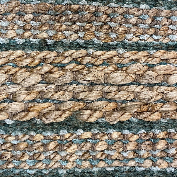 2’ x 3’ Seafoam and Tan Braided Jute Scatter Rug