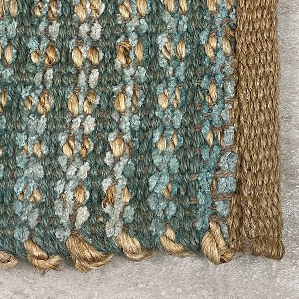 2’ x 3’ Seafoam and Tan Braided Jute Scatter Rug