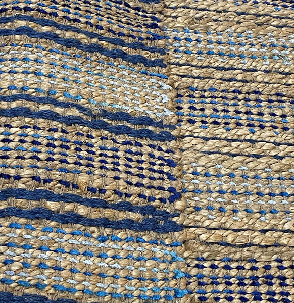 3’ x 4’ Navy and Tan Braided Jute Area Rug