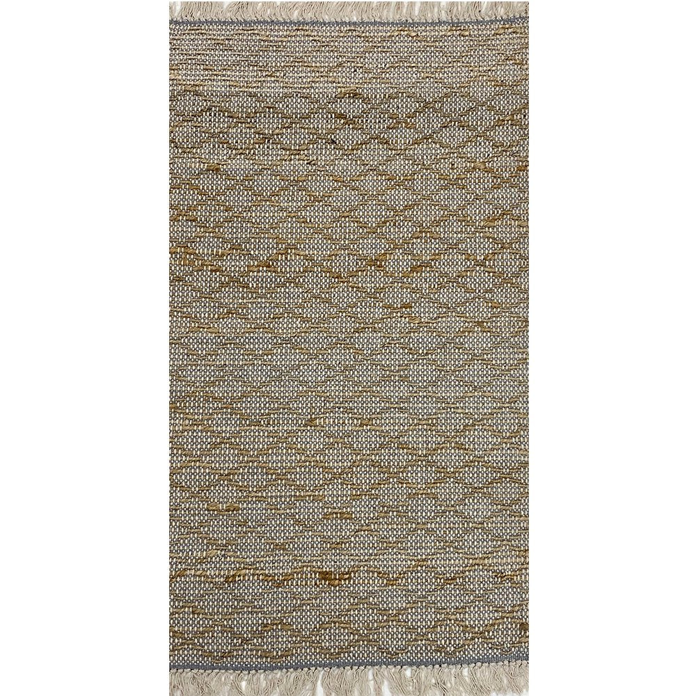 2’ x 4’ Gray and Tan Lattice Fringed Area Rug