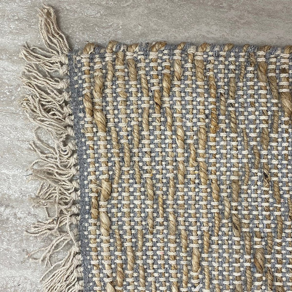 2’ x 4’ Gray and Tan Lattice Fringed Area Rug