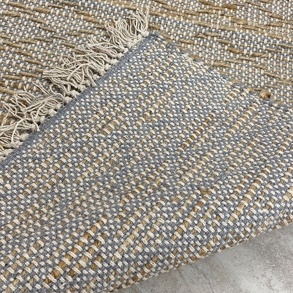 2’ x 4’ Gray and Tan Lattice Fringed Area Rug