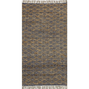 2’ x 4’ Navy and Tan Lattice Fringed Area Rug