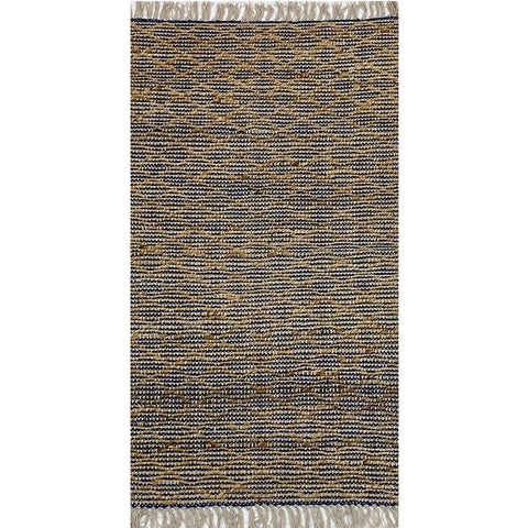 2’ x 4’ Navy and Tan Lattice Fringed Area Rug