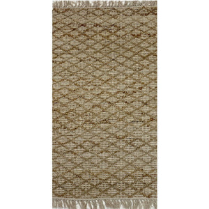 2’ x 4’ Tan Lattice Fringed Area Rug