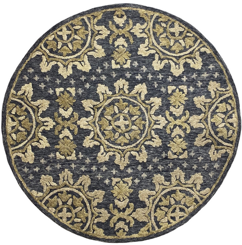 5’ Round Gray and Beige Decorative Area Rug