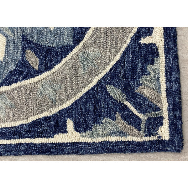 5’ x 7’ Blue and Cream Floral Wheel Area Rug