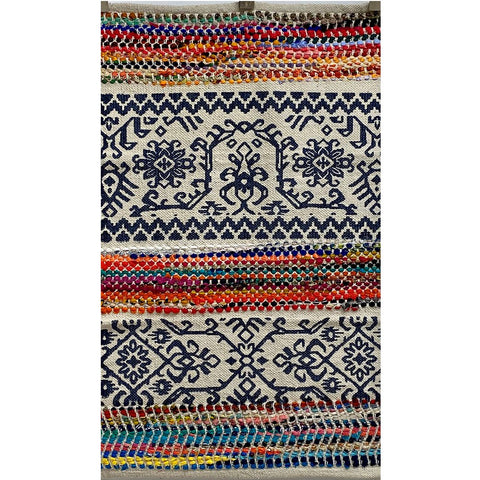 3’ x 4’ Multicolored Geometric Chindi Area Rug