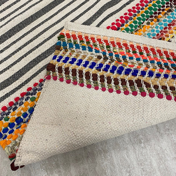 3’ x 4’ Multicolored Striped Chindi Area Rug