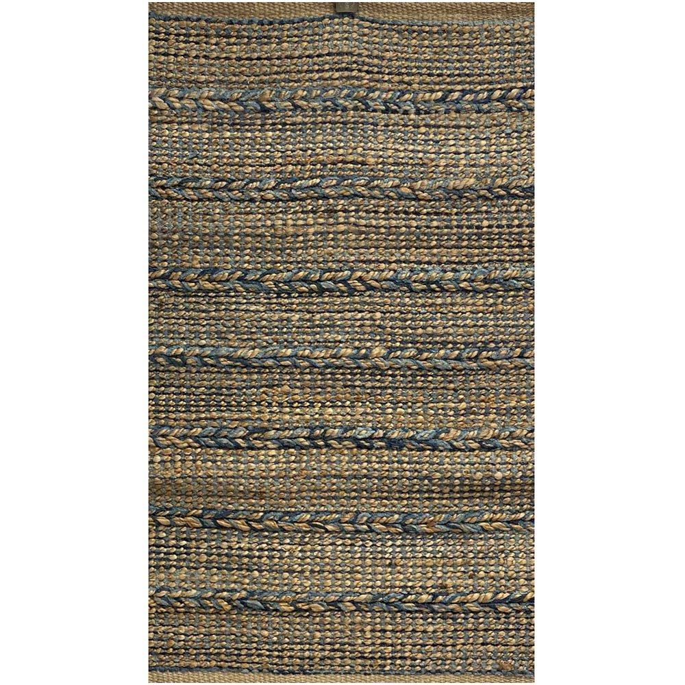 2’ x 3’ Blue and Tan Braided Stripe Scatter Rug