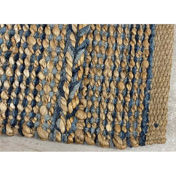 2’ x 3’ Blue and Tan Braided Stripe Scatter Rug