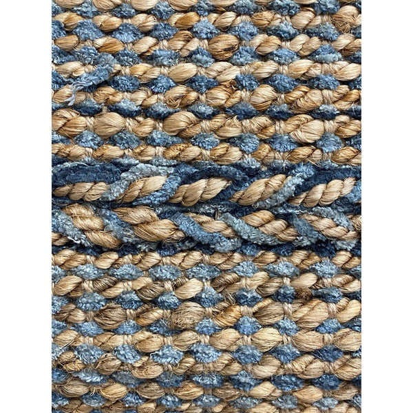 2’ x 3’ Blue and Tan Braided Stripe Scatter Rug