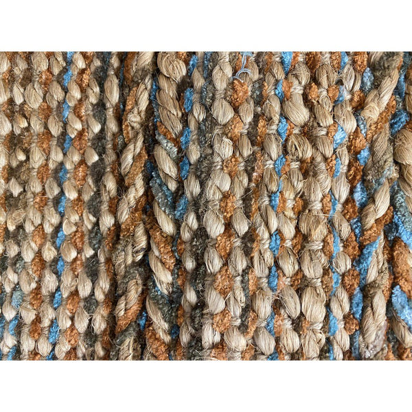 2’ x 3’ Seafoam and Tan Braided Stripe Scatter Rug