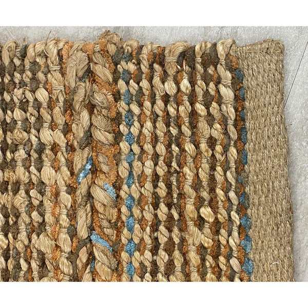 3’ x 4’ Seafoam and Tan Braided Stripe Area Rug