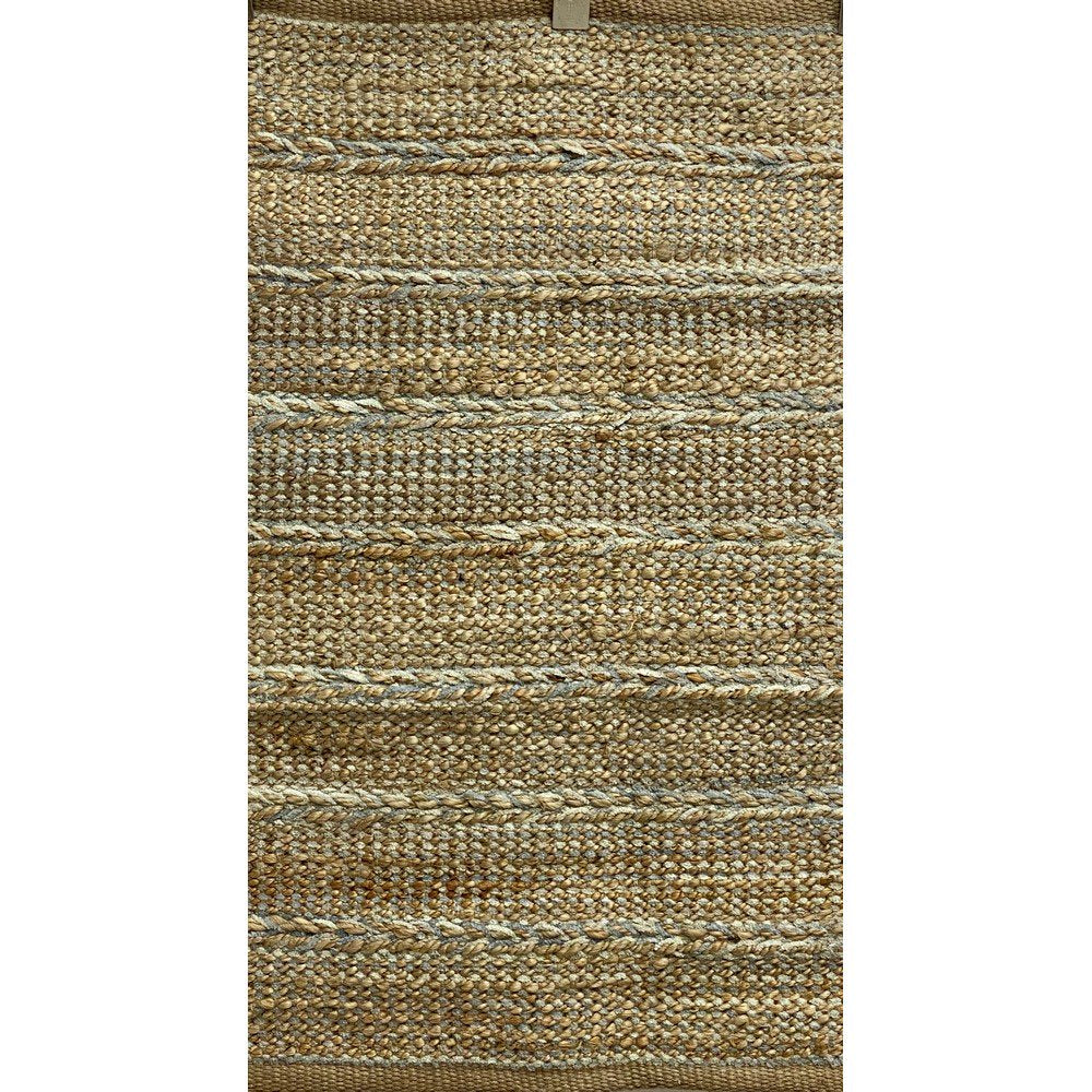 2’ x 5’ Soft Blue and Tan Braided Stripe Area Rug