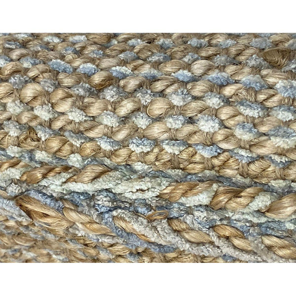 2’ x 5’ Soft Blue and Tan Braided Stripe Area Rug