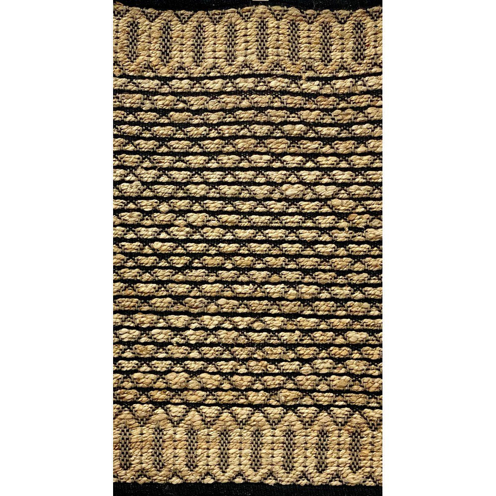 2’ x 3’ Tan and Black Ornate Geometric Scatter Rug