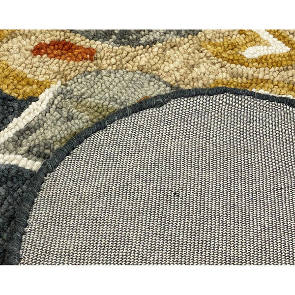 3’ Round Charcoal Floral Medallion Area Rug