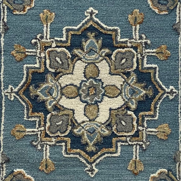 2’ x 7’ Blue Traditional Medallion Runner Rug