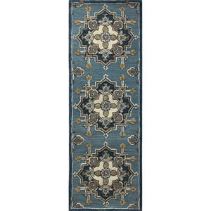 2’ x 7’ Blue Traditional Medallion Runner Rug